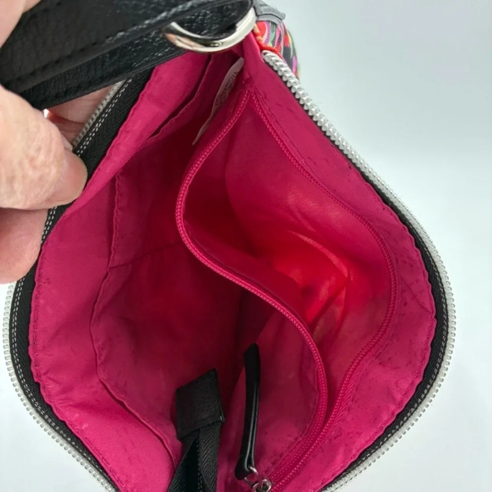 Lily Bloom Floral Crossbody Bag Black Pink Recycled‎ Polyester Small Purse